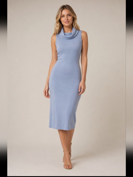 St. John Dresses & Skirts - St. John baby blue crowl neck dress size 2